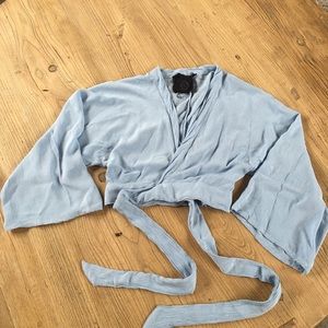 Planet Blue cropped wrap tie front.